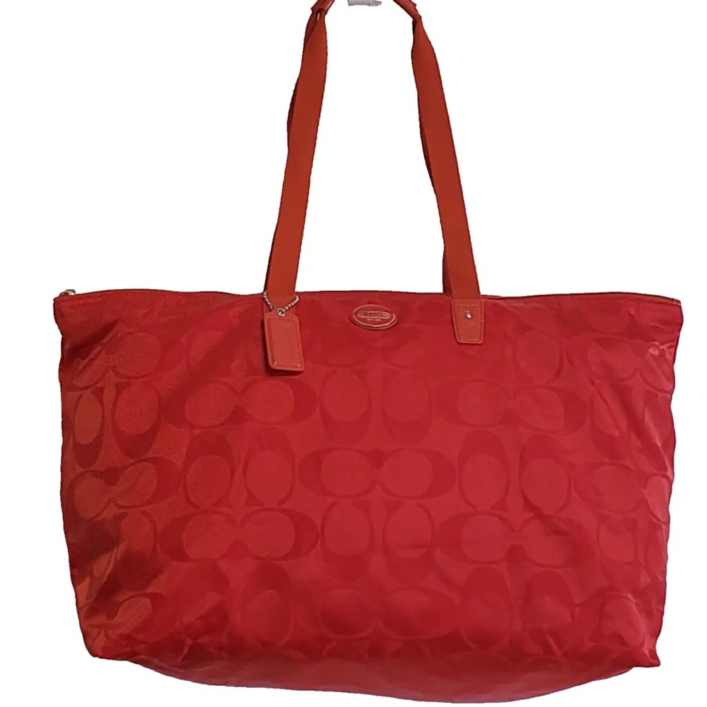 Red Coach Weekender Bag